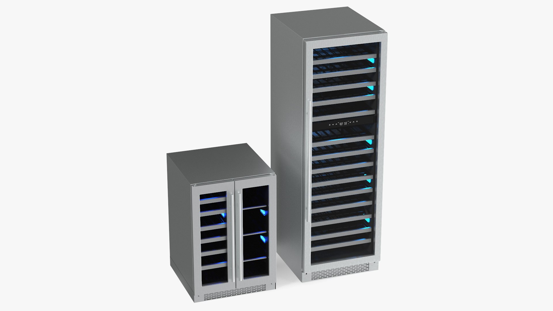 Wine Cooler Set Full Compact and Dual Zone 3D model preview