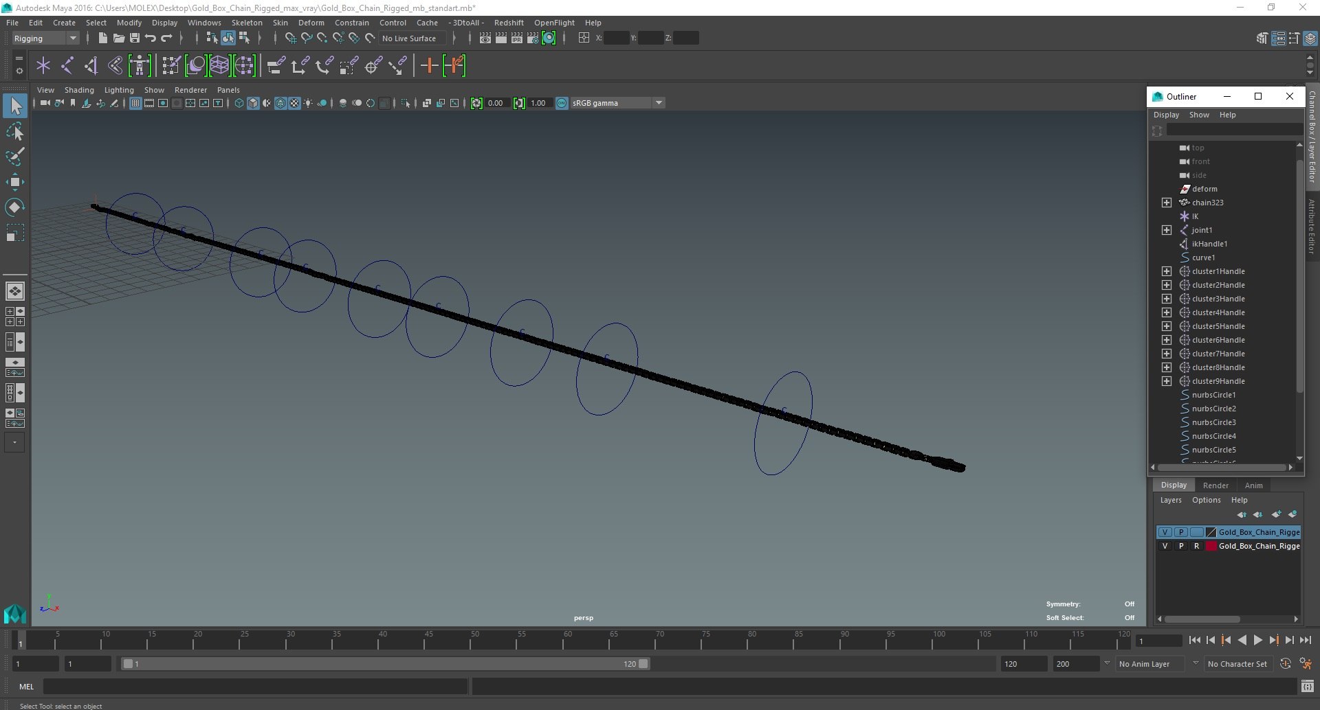 Gold Box Chain Rigged For Maya Model - TurboSquid 2124338