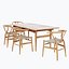 Carl Hansen CH24 위시 본 의자 + CH327 다이닝 테이블 (vray + corona)