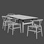 Carl Hansen CH24 위시 본 의자 + CH327 다이닝 테이블 (vray + corona)