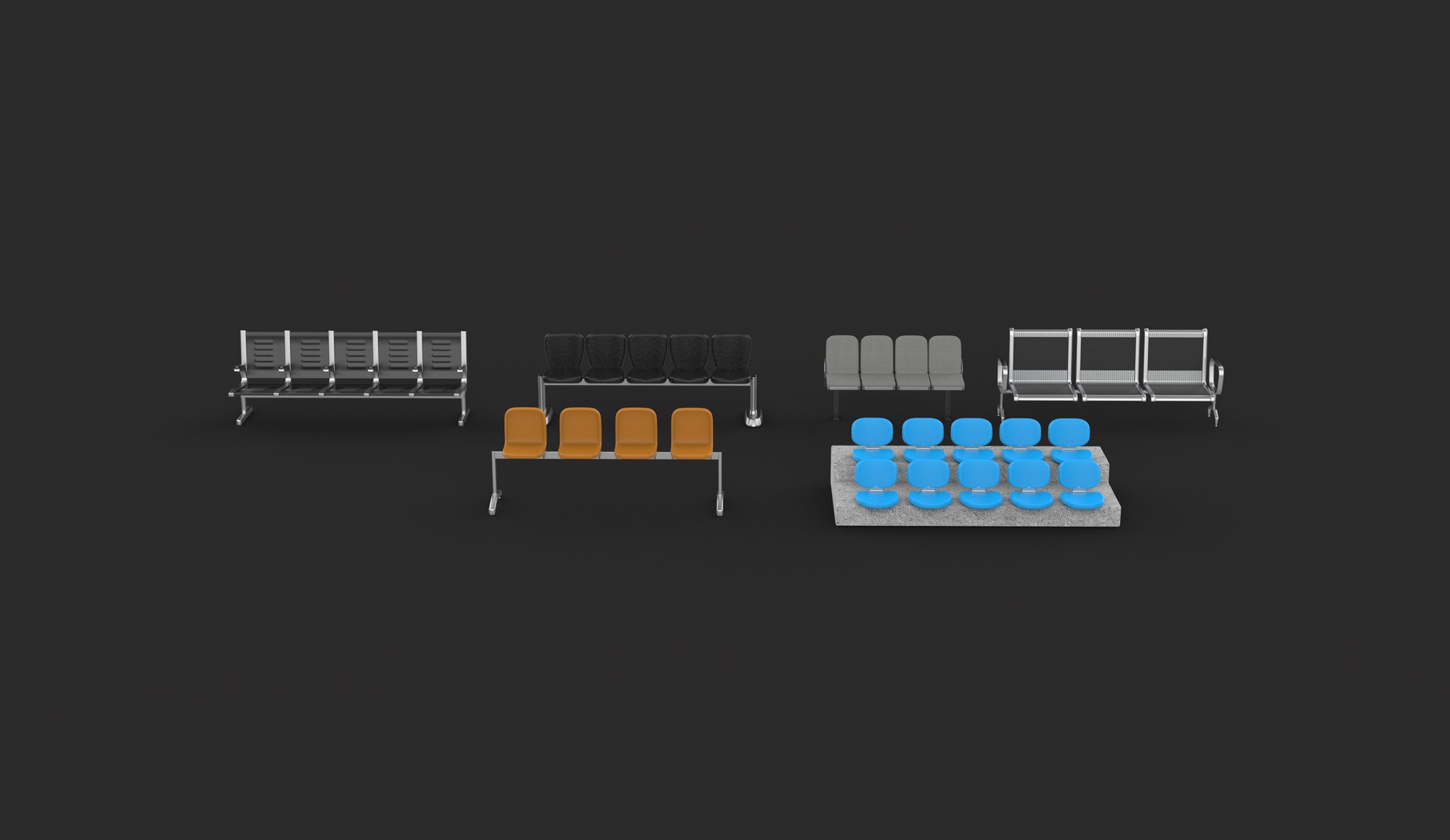 3D Waiting Room Chairs Set 3D Model - TurboSquid 2543236