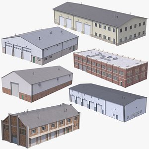 6 Industrial Buildings Collection PBR 3D