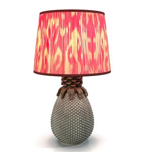 3D Pineapple Lamp and Silk Ikat Lampshade PBR