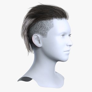 3D model Slicked Back Mohawk Undercut Brown Hair 3D Asset