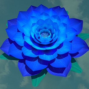 3D rigged blue flower model