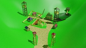 Modular Stylized Village Pack  and Demo Scene model