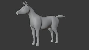 3D model Horse Base Mesh - Game Animation and 3D Print Ready