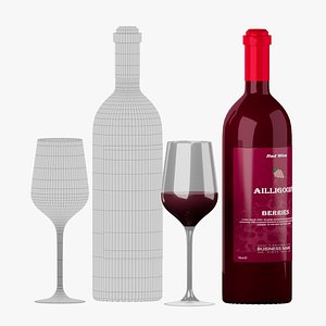 Red Wine Bottle  Glass 3D model
