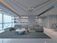 Modelo 3D del interior de una sala de estar amplia, moderna y minimalista