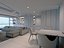 Modelo 3D del interior de una sala de estar amplia, moderna y minimalista