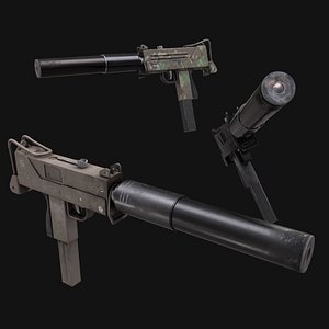 Ingram M-10 PBR Sub Machine Gun 3D Model + 3 Texture Variations