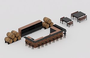 Industrial Lounge Bar 3D model model