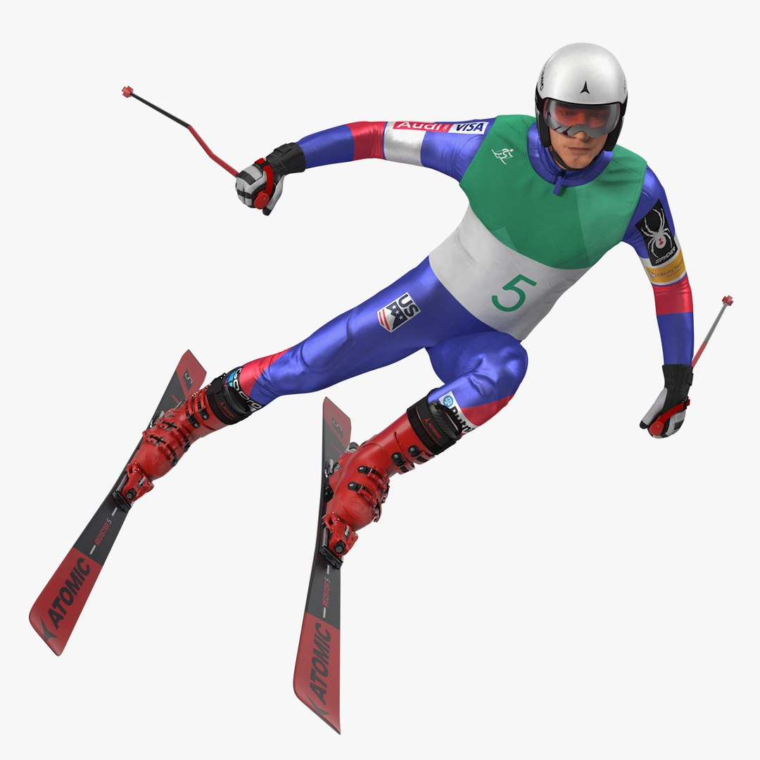 Extreme Downhill Skier 3D Model 3D model preview