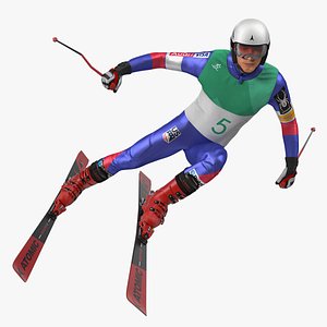 extreme downhill skier skiing 3D model