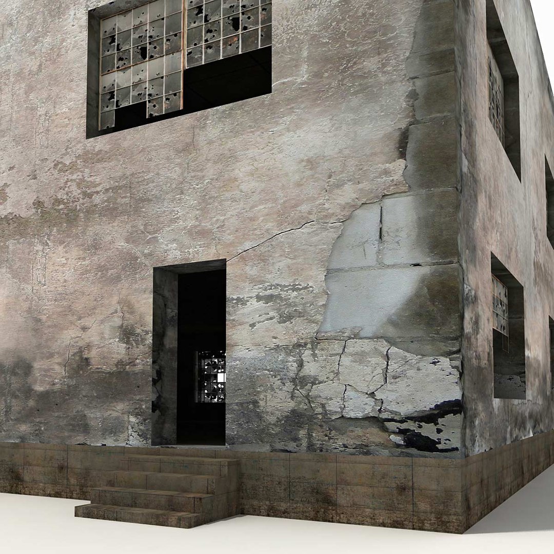 3d Ruined Building Damaged Model