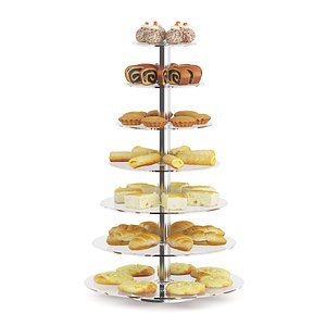 Glass Stand with Sweatrolls and Cakes