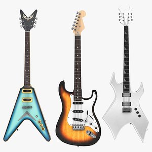 Colored Electric Guitar Collection 3D model