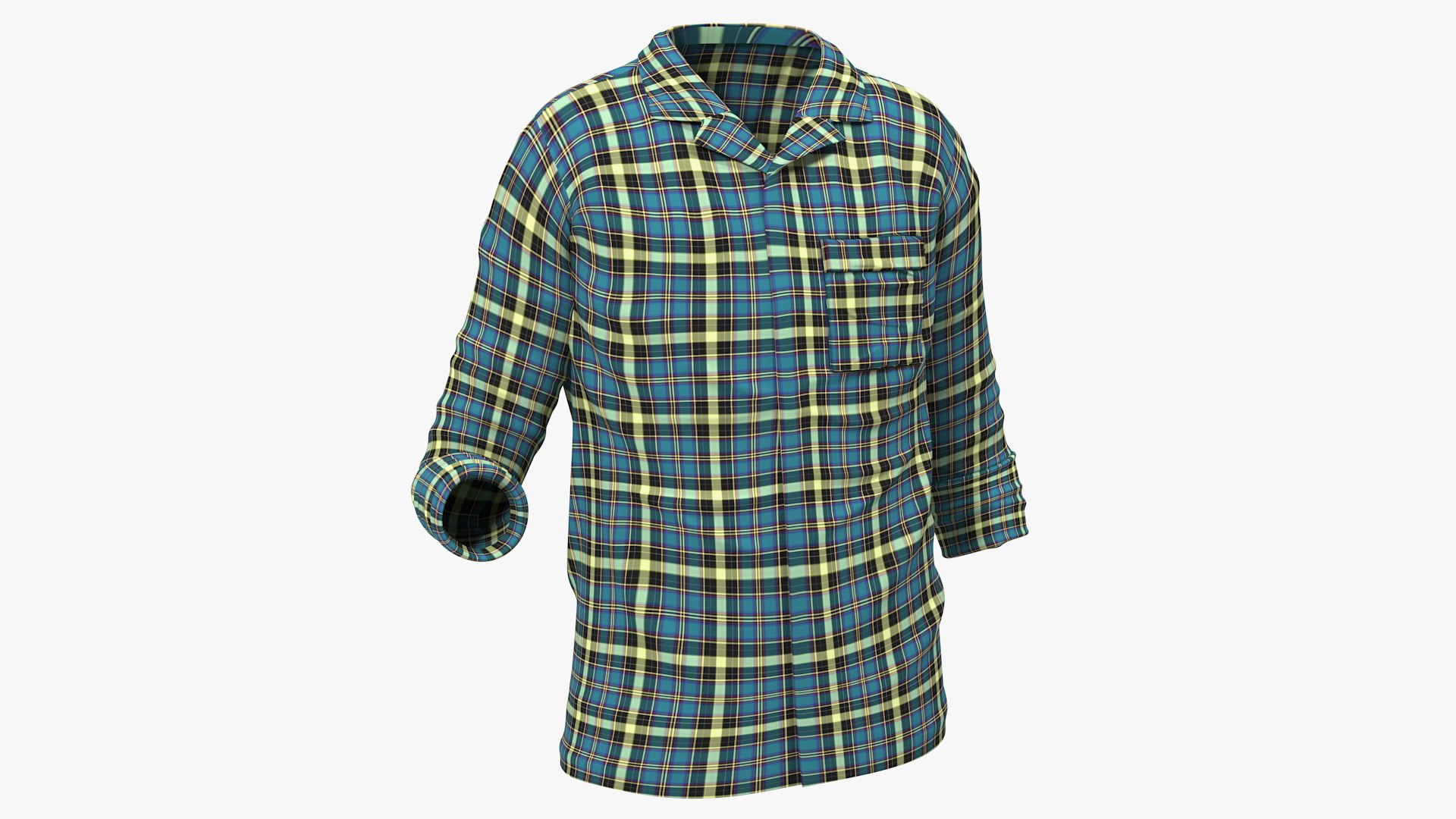 Men Plaid Shirt 3D model preview