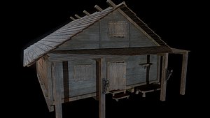3D model house medieval wood