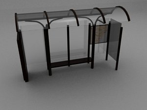 bus shelter street 3d lwo