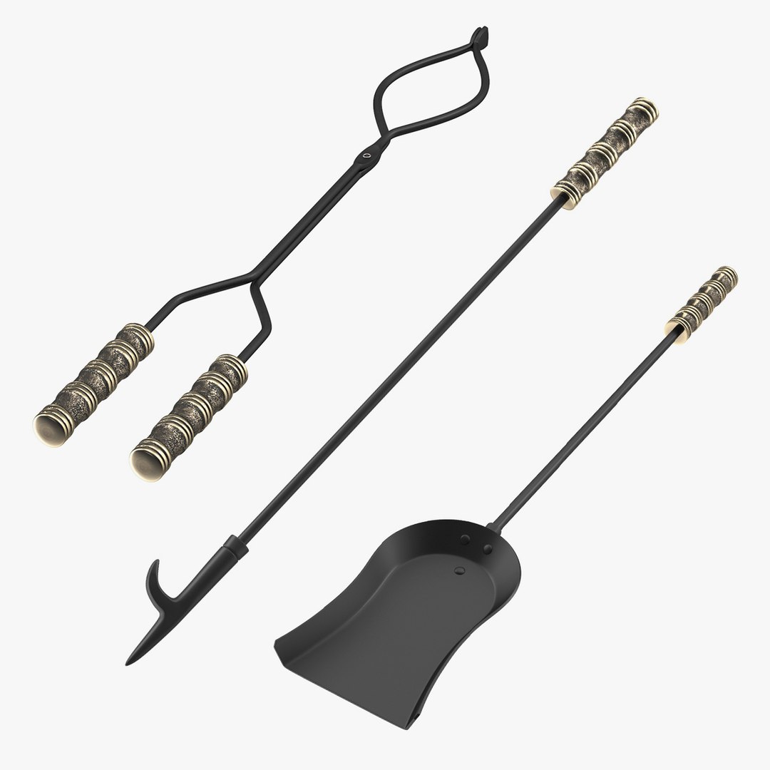 Fireplace Tools Collection 3D model preview