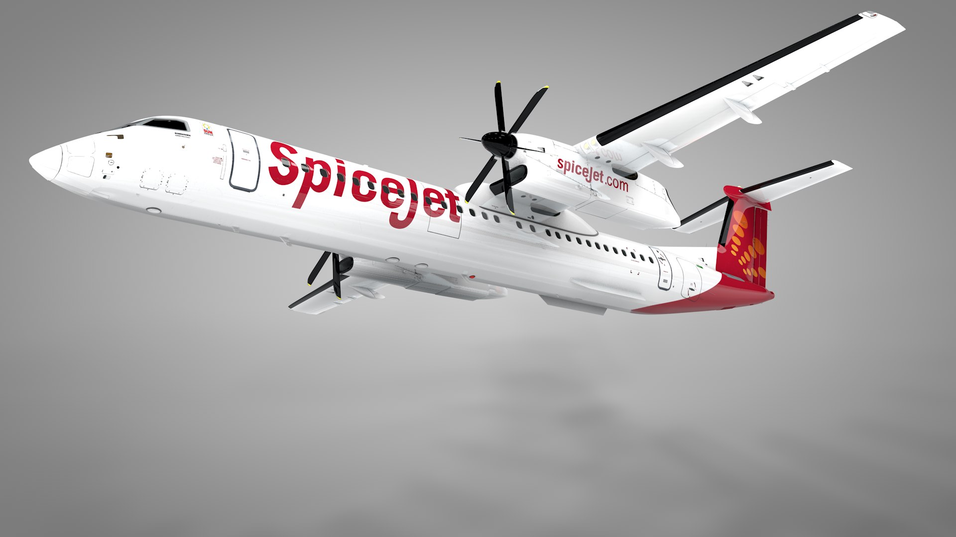 3D model SpiceJet Bombardier DHC-8 Q400 Dash 8 L1530 - TurboSquid 1808901