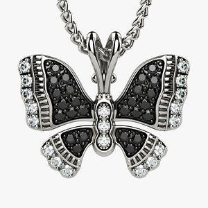Butterfly Gold Pendant 3D