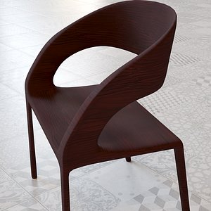 3D LOW POLY Burgundy Wood Chair 3D Model 3D model