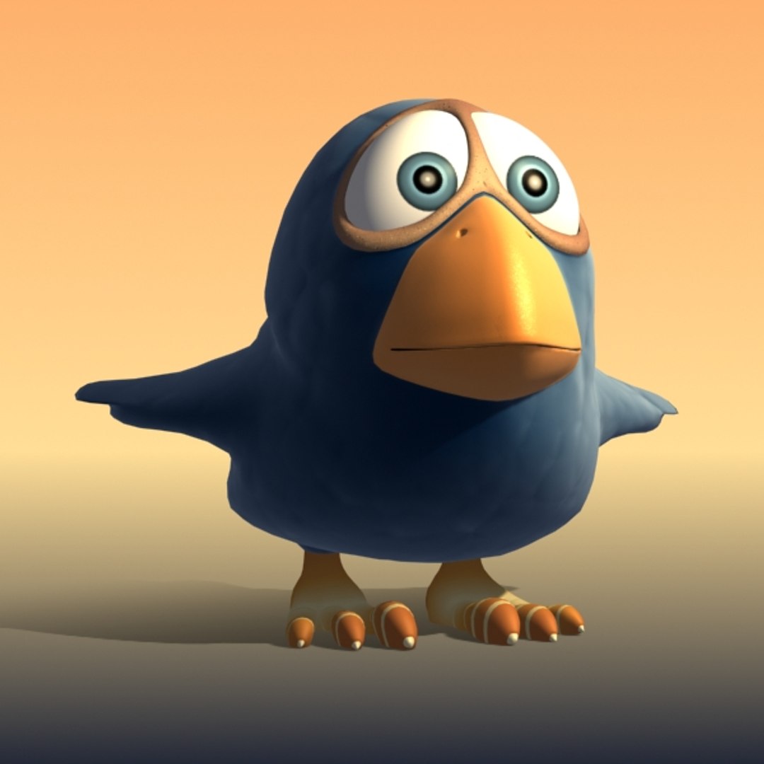 Rigged Cartoon Birdie 3d Max