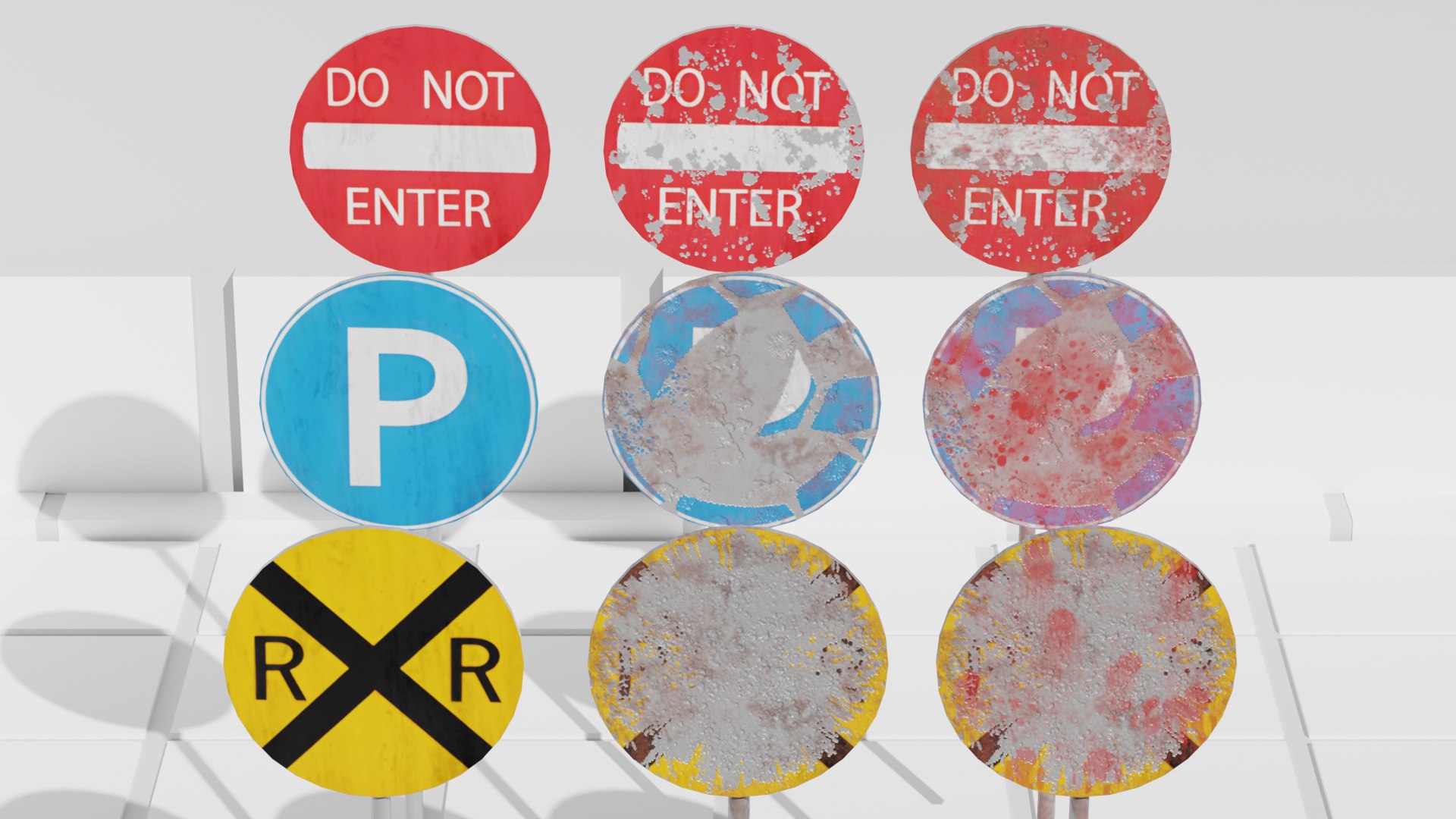 Road Signs - Ordinary - Damaged - In The Blood 3D Model - TurboSquid ...