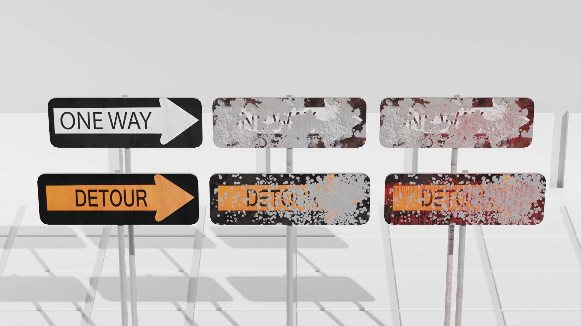 Road Signs - Ordinary - Damaged - In The Blood 3D Model - TurboSquid ...