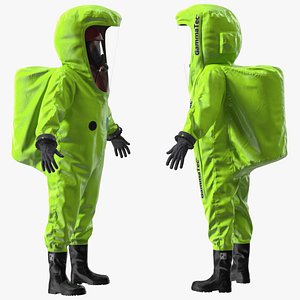 Heavy Duty Chemical Protective Suit Green Rigged for Maya 3D model