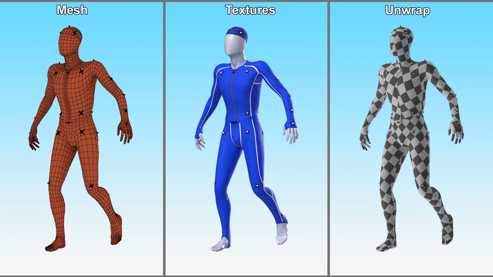 Motion Capture Suit Blue Rigged For Maya 3D Model - TurboSquid 2330093