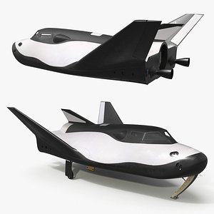 Compact Winged Space Transport White Black with Interior Rigged for Cinema 4D 3D model