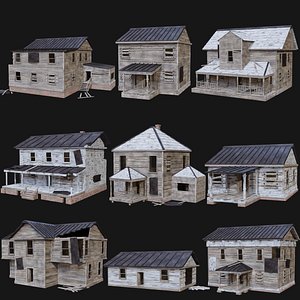 HOUSE BUILDING POSTAPO POST APO DESTROYED WOODEN OLD RUIN CITY model