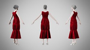 Dress 24 Crimson Velvet With Design