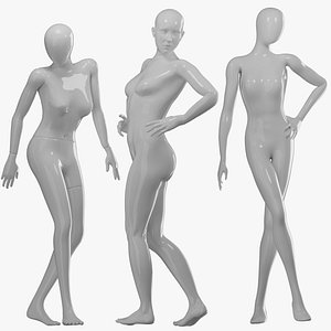 Rigged Female Sport Detailed and Simple Mannequins