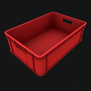 Red Plastic Storage Industrial Container 3D model