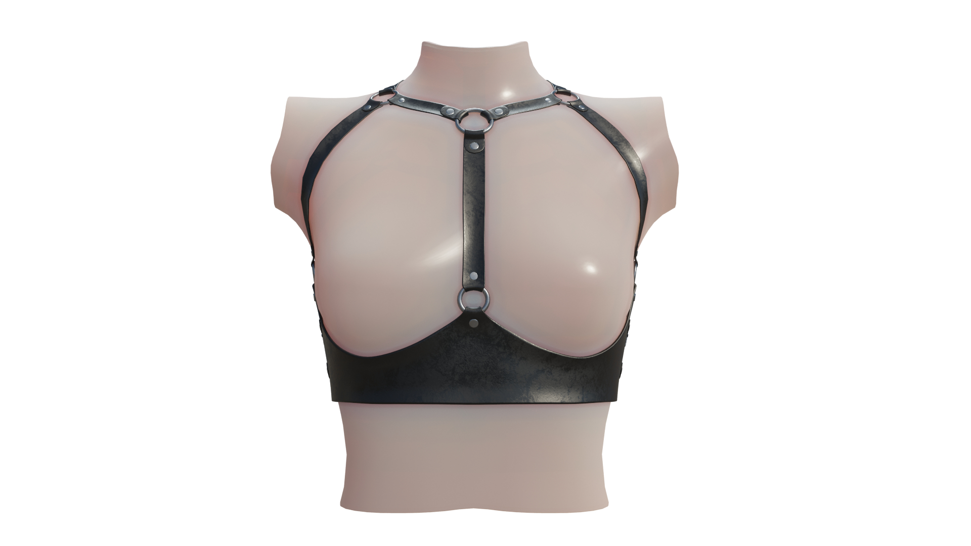 3D Model BDSM Black Leather Top Body Breast Belt Portupeya Harness