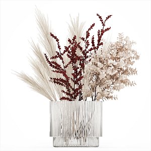 3D model Bouquet Dried Branches Pampas Eucalyptus Ilex Holly 541