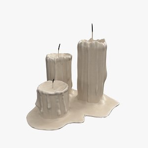 White Candles with Wax