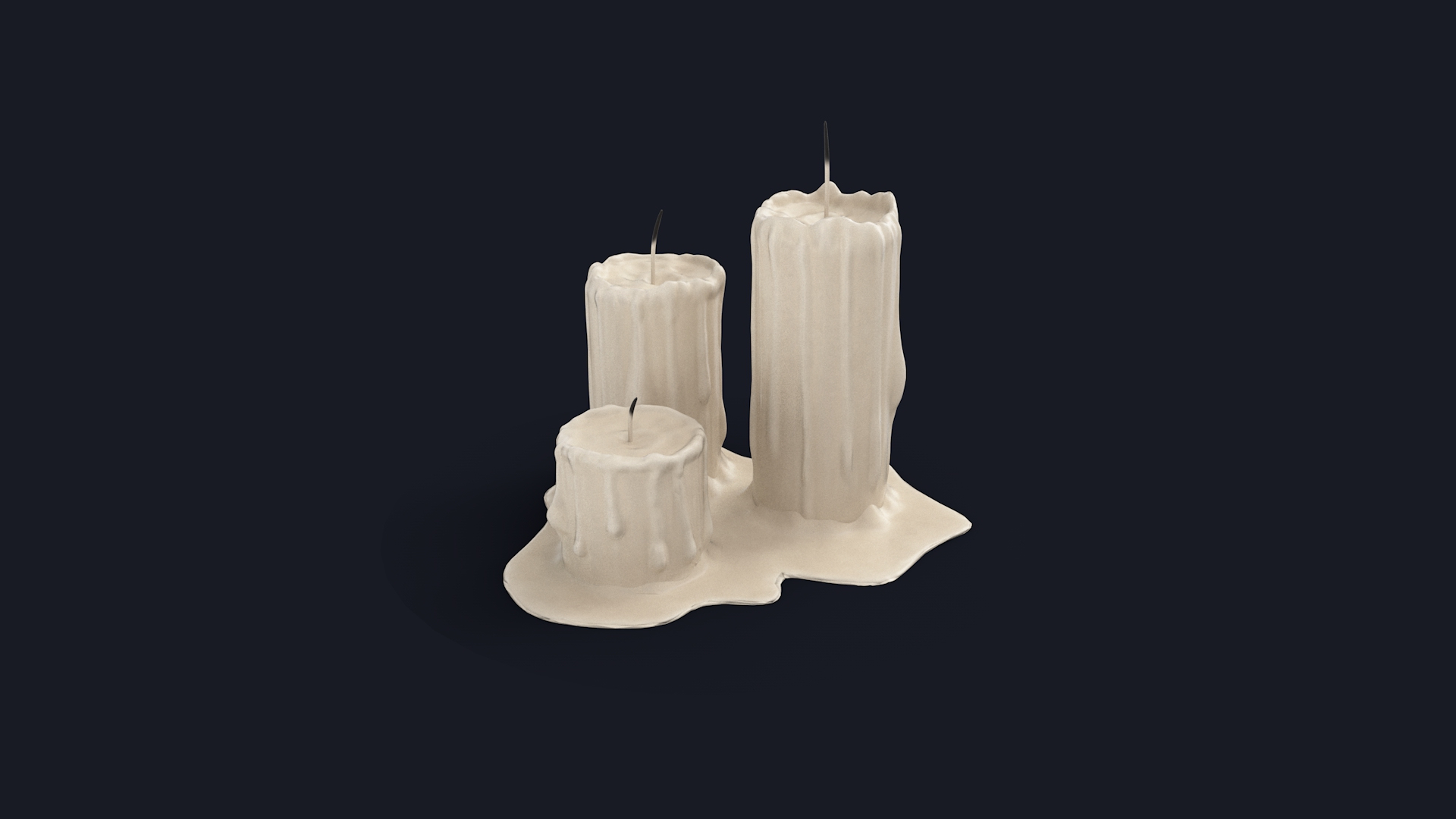 3D White Candles with Wax - TurboSquid 1958567