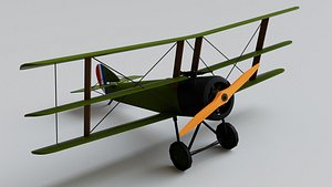 Sopwith Triplane Aircraft Military Vehicle 3D