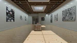 classic vr gallery12 pictures2 lights 1beam system2 windows 3D model