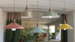 5 Collection Pendant Vintage color Lamps 3D model