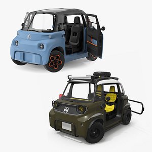 Rigged Electric Microcars Citroen Collection 3D model