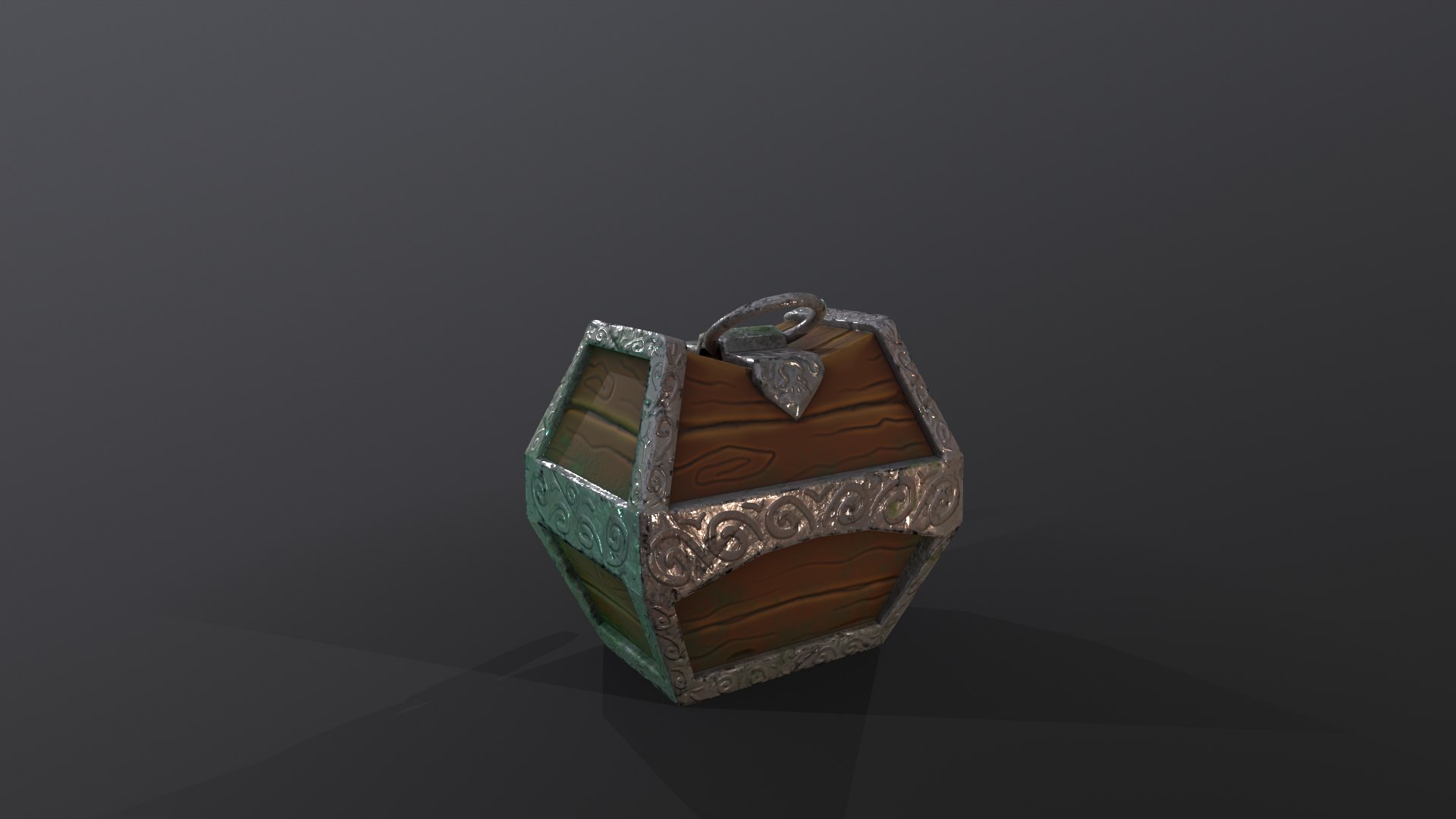 3D Stylized Fantasy Wooden Treasure Chest With Owl Padlock Low-poly 3D ...