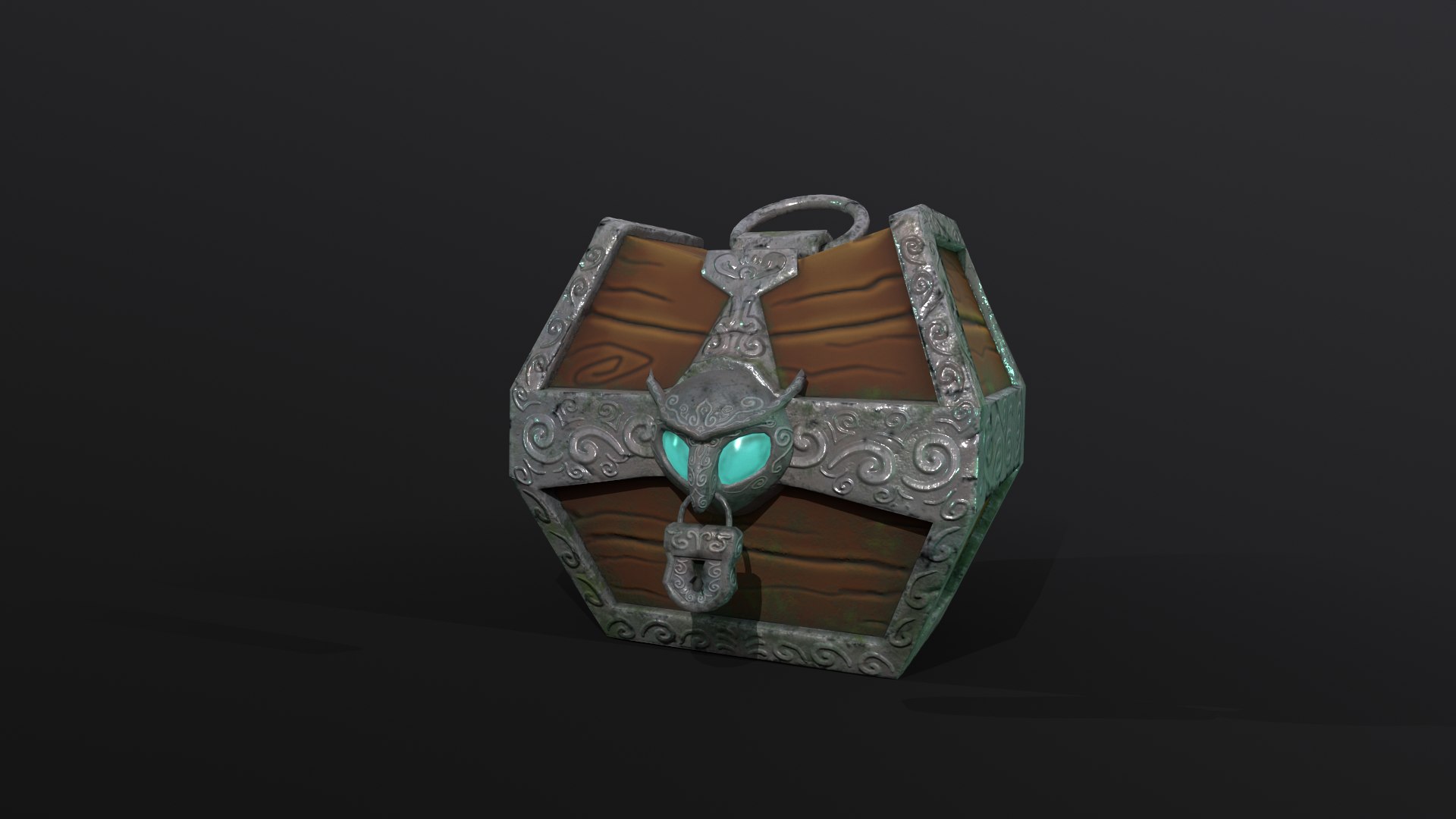 3D Stylized Fantasy Wooden Treasure Chest With Owl Padlock Low-poly 3D ...
