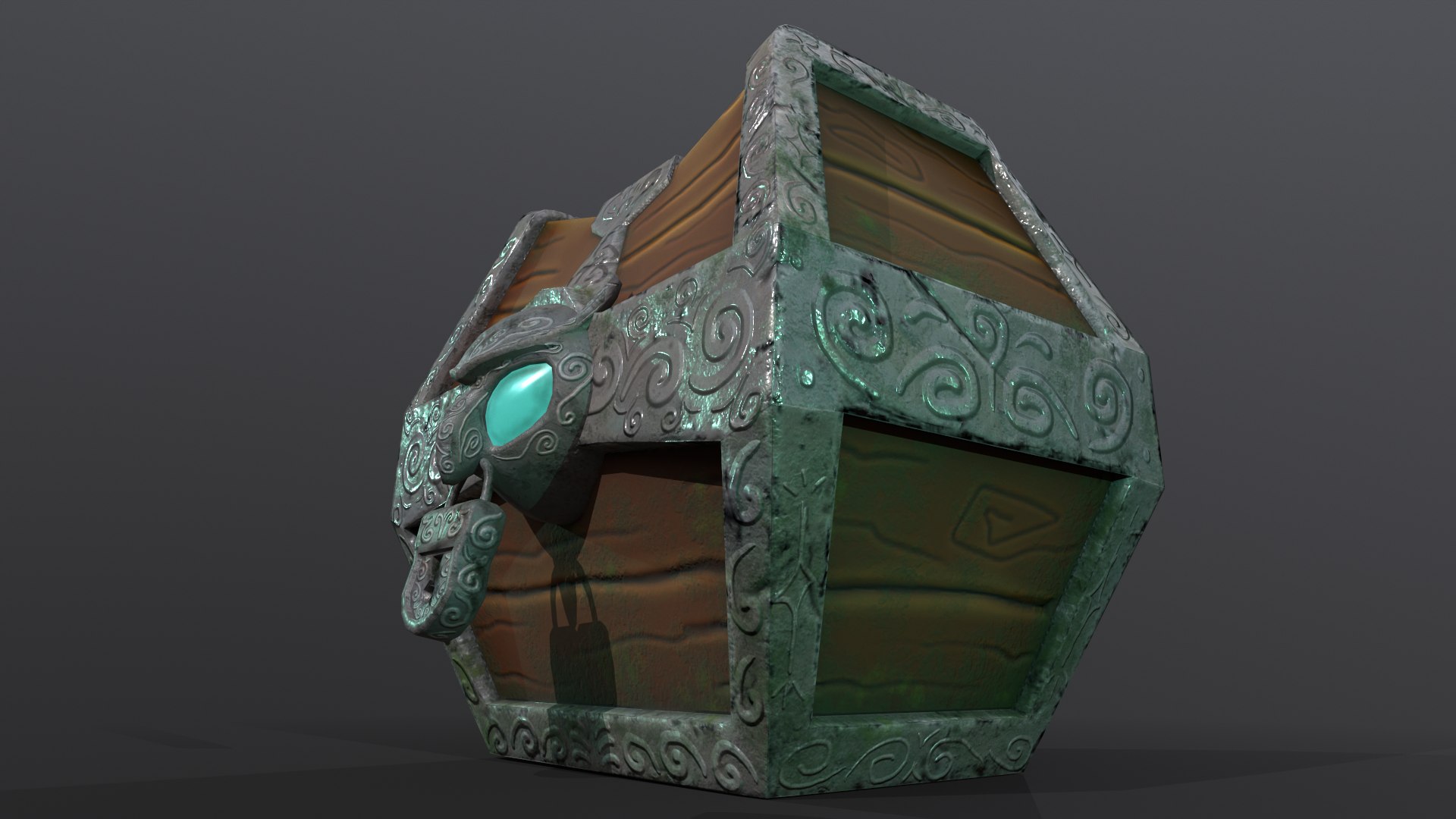 3D Stylized Fantasy Wooden Treasure Chest With Owl Padlock Low-poly 3D ...