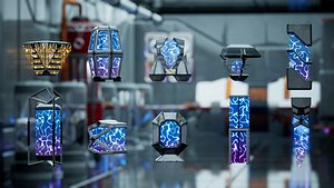 3D SciFi Lanterns 24 Assets model